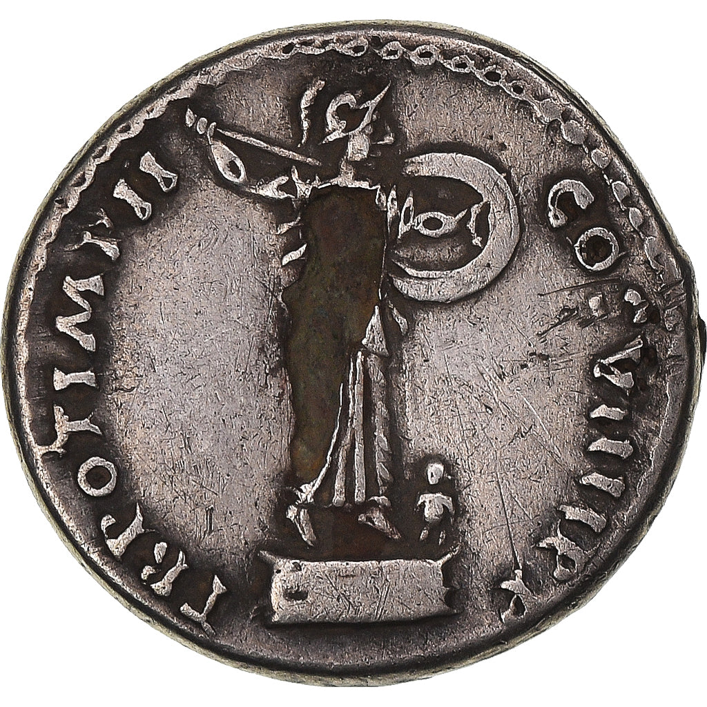 Moeda, Domitian, Denarius, 83, Rome, Fourrée, F(12-15), Bronze Cromado a Prata