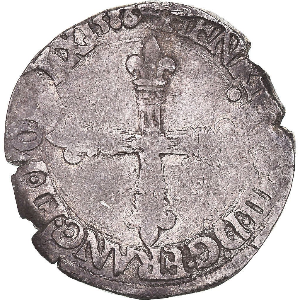 Moeda, França, Henri III, 1/4 Ecu, 1586, Nantes, VF(20-25), Prata