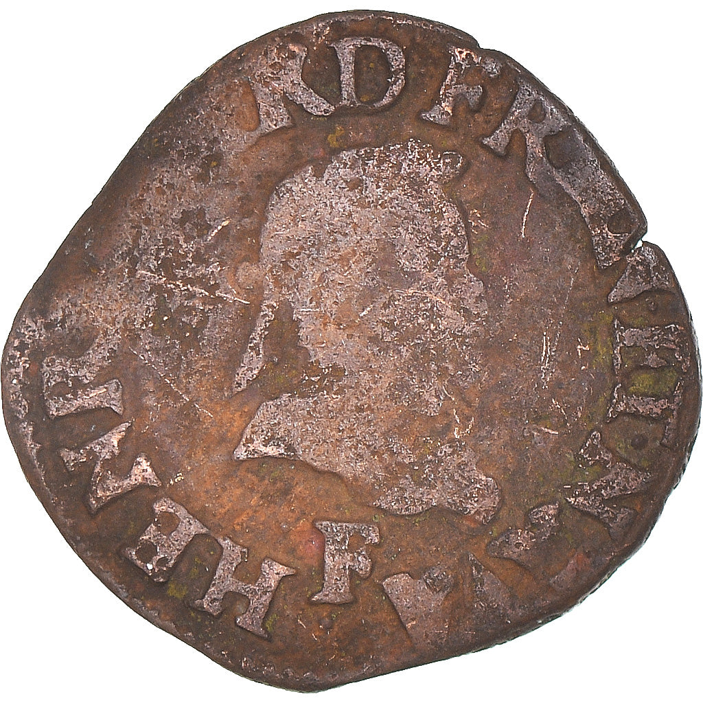Moneta, Francia, Double Tournois, Uncertain date, Angers, B+, Rame, Gadoury:455