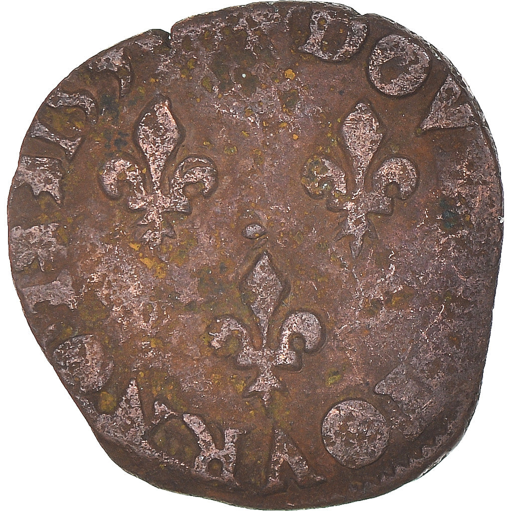 Moneta, Francia, Double Tournois, Uncertain date, Angers, B+, Rame, Gadoury:455