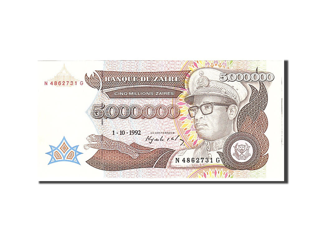 Zaïre, 5,000,000 Zaïres, 1992, 1992-10-01, KM:46a, NEUF