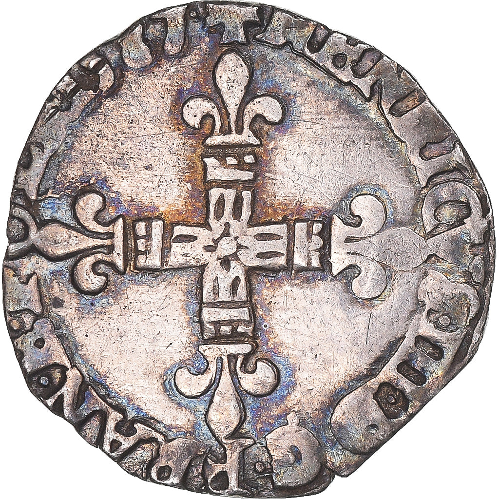 Moneda, Francia, Henri III, 1/8 Ecu, 1587, Bayonne, MBC, Plata, Gadoury:485