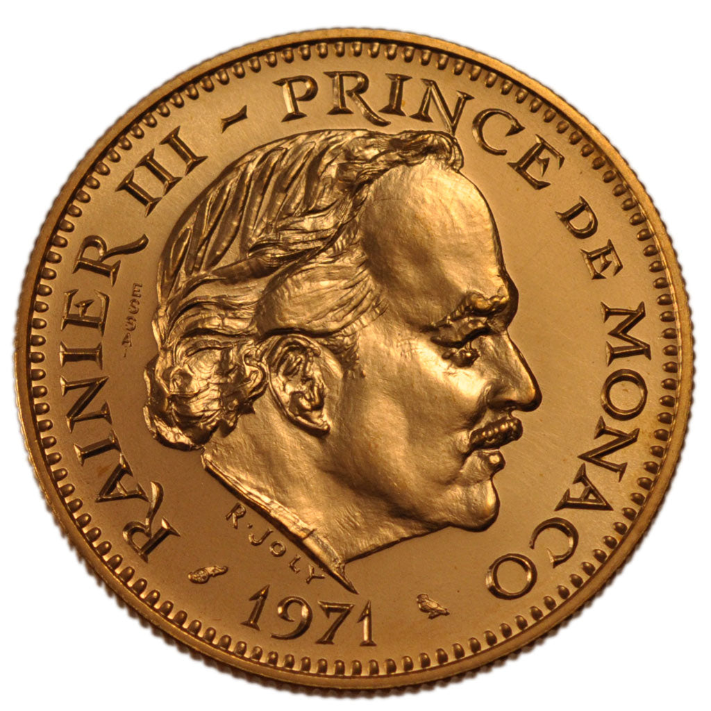 Monaco, 5 Francs, 1971, MS(65-70), Gold, Gadoury #153, 19.30