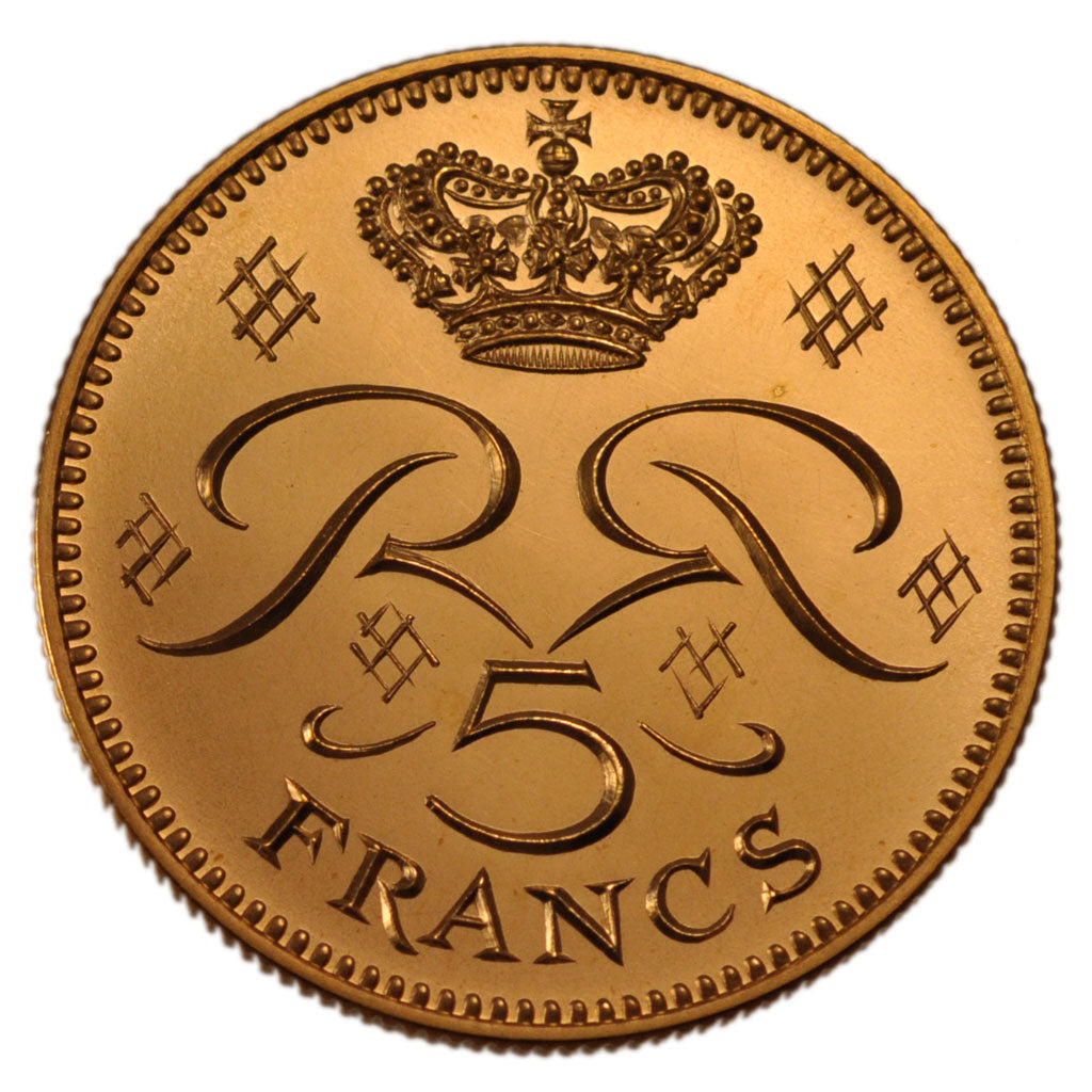 Monaco, 5 Francs, 1971, MS(65-70), Gold, Gadoury #153, 19.30