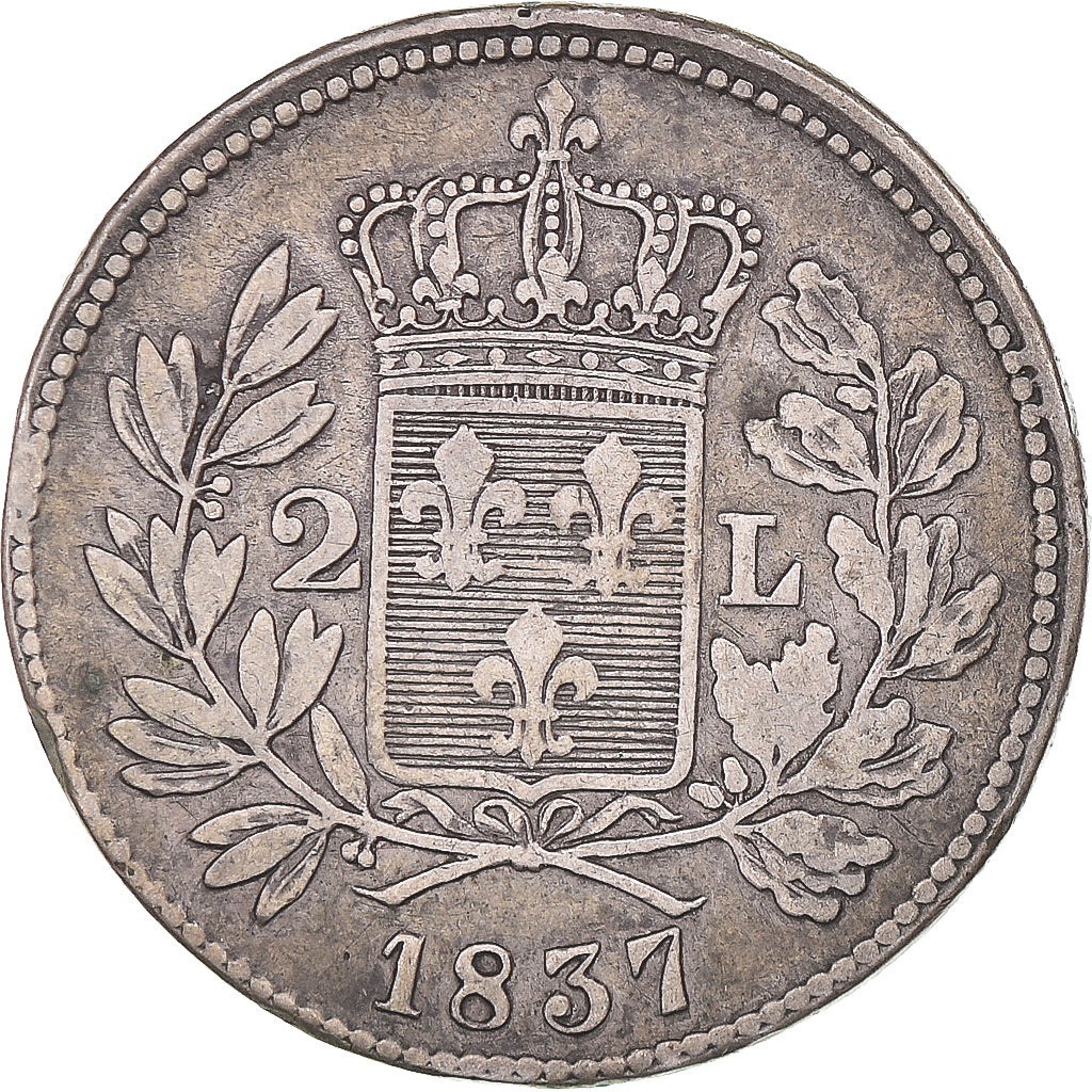 Moneda, Estados italianos, Charles-Louis de Bourbon, 2 Lire, 1837, Lucques, BC+