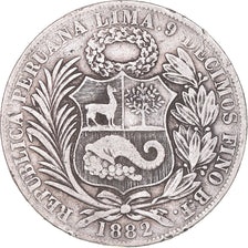 Moneta, Peru, Sol, 1882, VF(30-35), Srebro