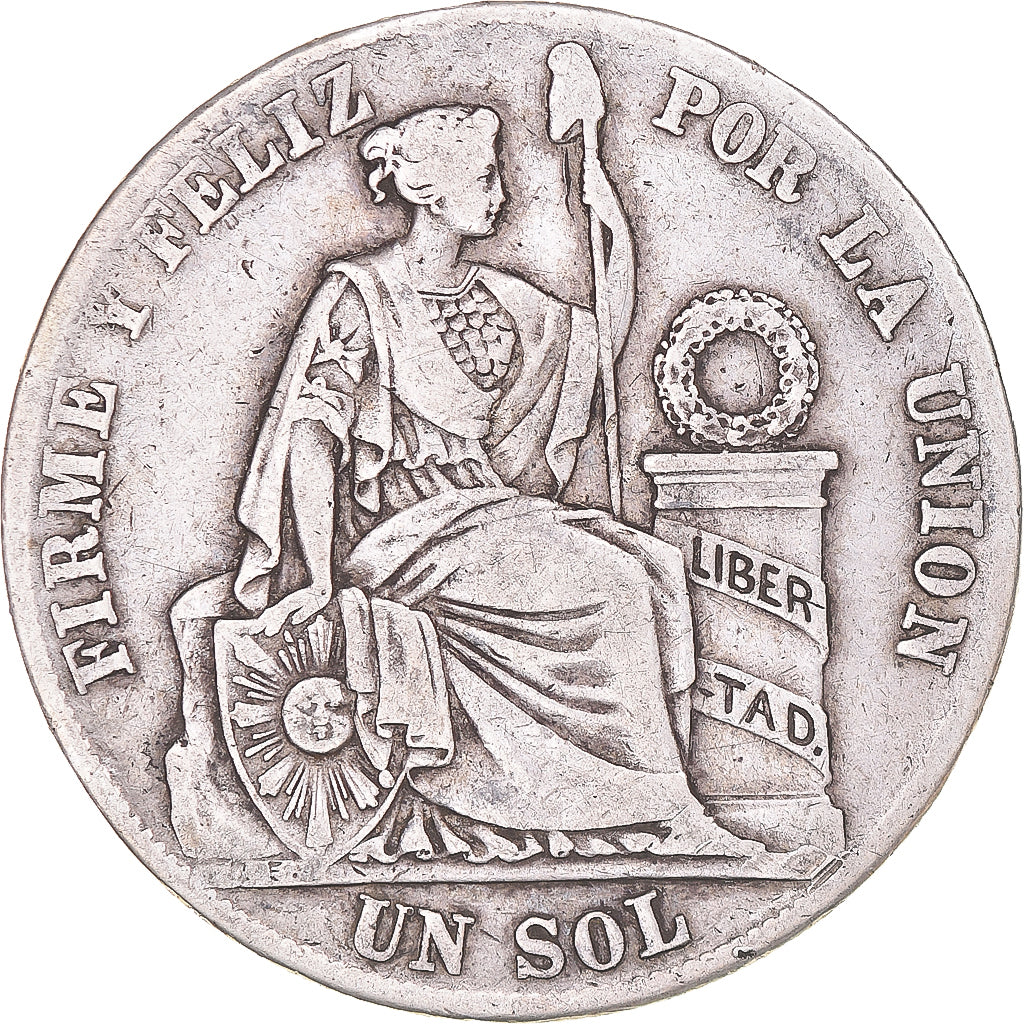 Moneta, Peru, Sol, 1882, VF(30-35), Srebro