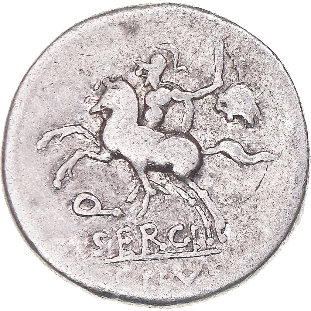 Moeda, Sergia, Denarius, 116-115 BC, Rome, AU(50-53), Prata, Crawford:286/1