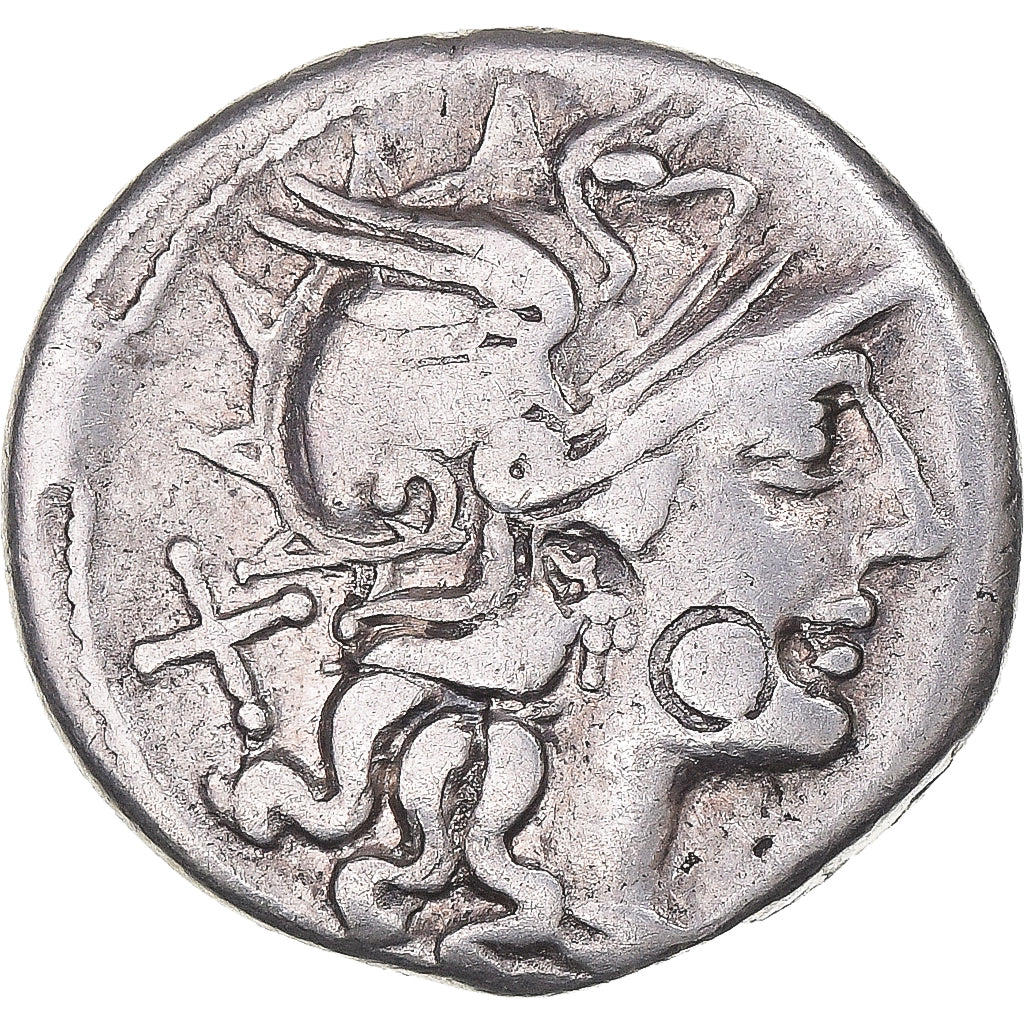 Moneta, Saufeia, Denarius, 152 BC, Rome, Przebicie, AU(50-53), Srebro