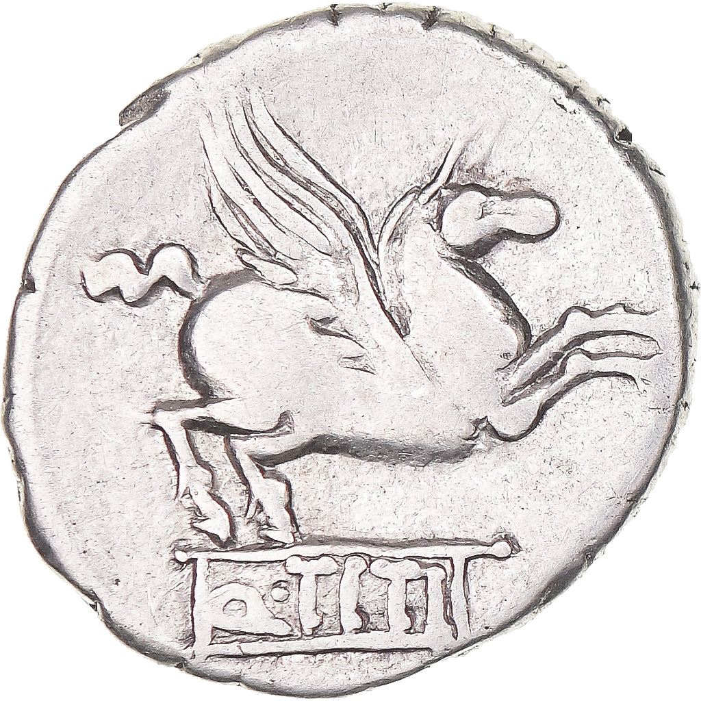 Moneta, Titia, Denarius, 90 BC, Rome, MB+, Argento, Crawford:341/2
