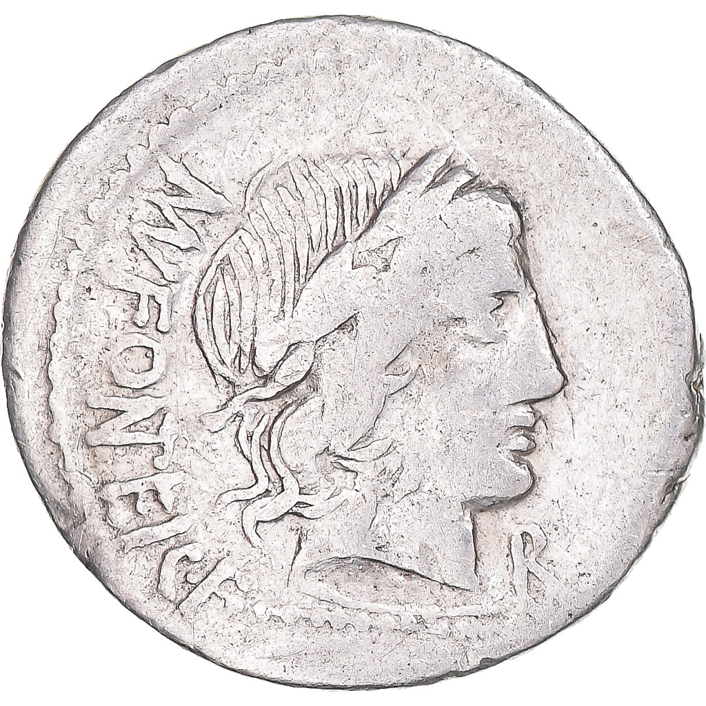 Moneta, Fonteia, Denarius, 85 BC, Rome, MB, Argento, Crawford:353/1