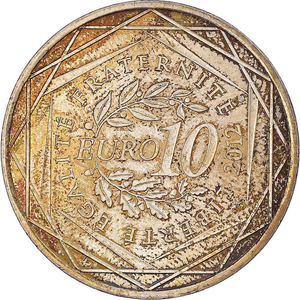 France, 10 Euro, 2012, Paris, Basse-Normandie, AU(50-53), Silver