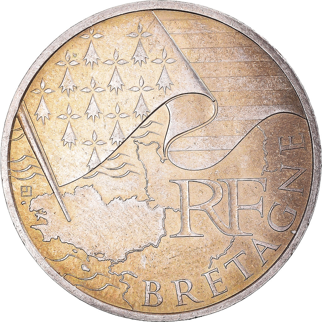 France, 10 Euro, 2010, Paris, Bretagne, AU(55-58), Silver