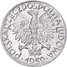 Coin, Poland, 5 Zlotych, 1959, MS(63), Aluminum