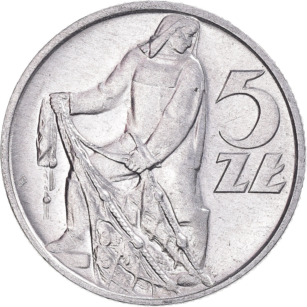 Coin, Poland, 5 Zlotych, 1959, MS(63), Aluminum