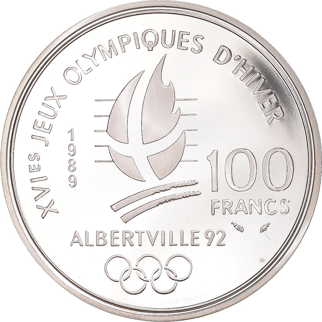 Coin, France, 1992 Olympics, Albertville, Ice Skating, 100 Francs, 1992, Paris
