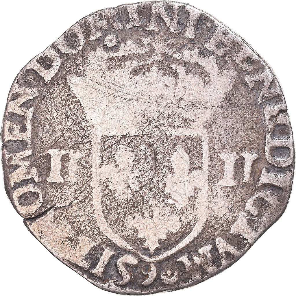 Munten, Frankrijk, Henri III, 1/4 Ecu, 1584, Rennes, ZF, Zilver