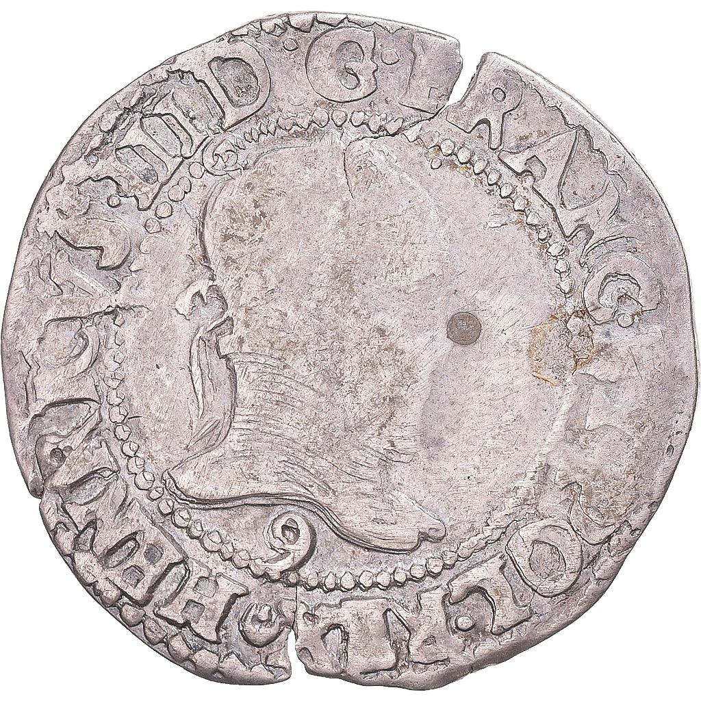 Moneta, Francia, Henri III, 1/4 Franc au col plat, 1587, Rennes, MB+, Argento
