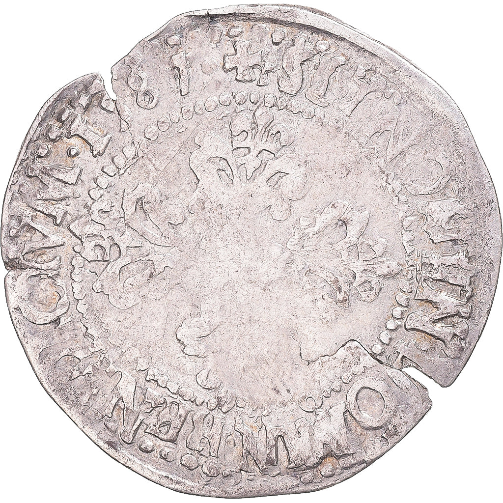 Moneta, Francia, Henri III, 1/4 Franc au col plat, 1587, Rennes, MB+, Argento