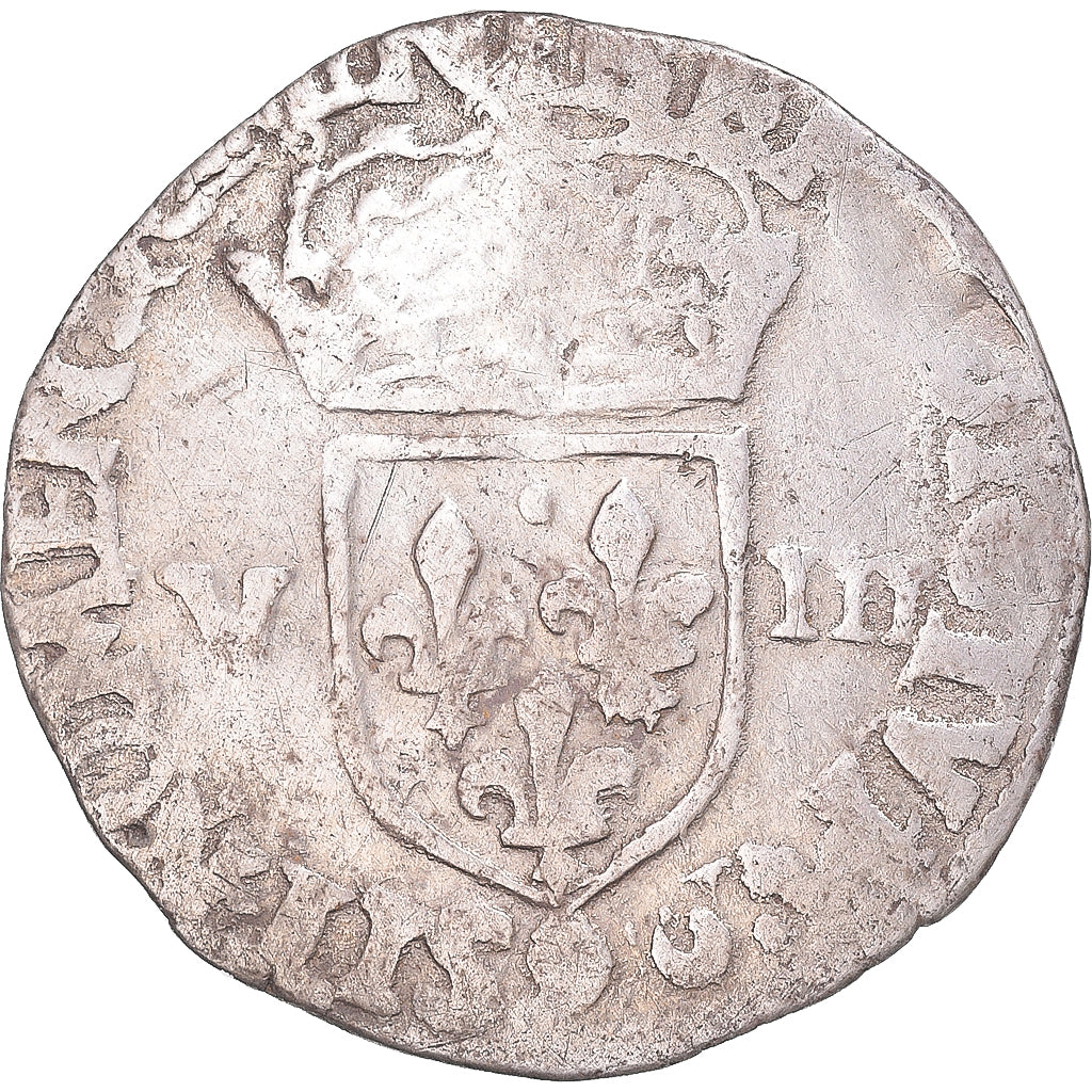 Moneta, Francia, Henri III, 1/8 Ecu, 1579, Rennes, BB, Argento, Gadoury:485
