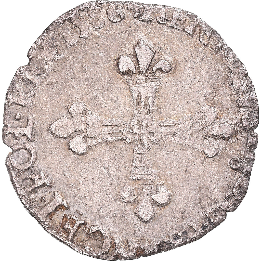 Moneda, Francia, Henri III, 1/8 Ecu, 1586, Rennes, MBC, Plata, Gadoury:485