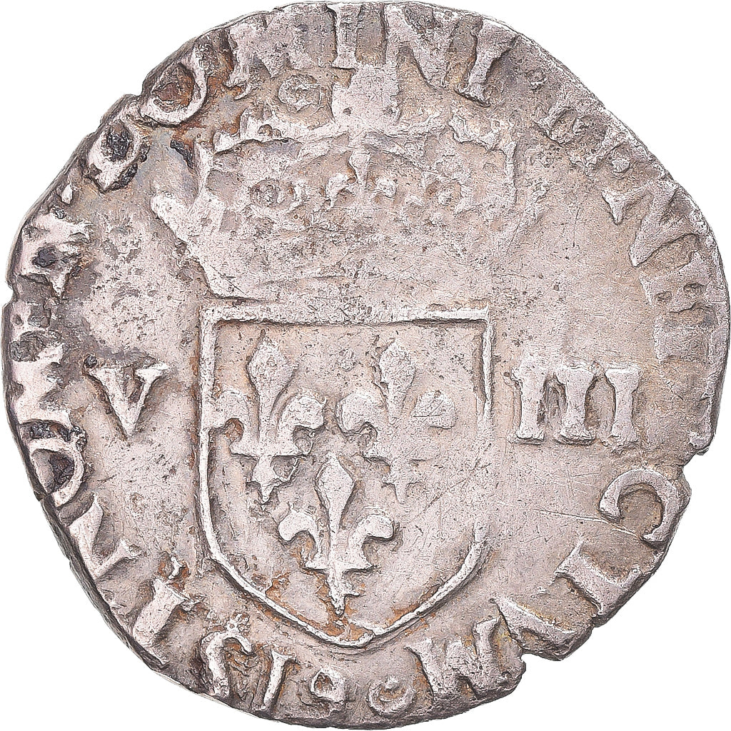 Moneda, Francia, Henri III, 1/8 Ecu, 1586, Rennes, MBC, Plata, Gadoury:485
