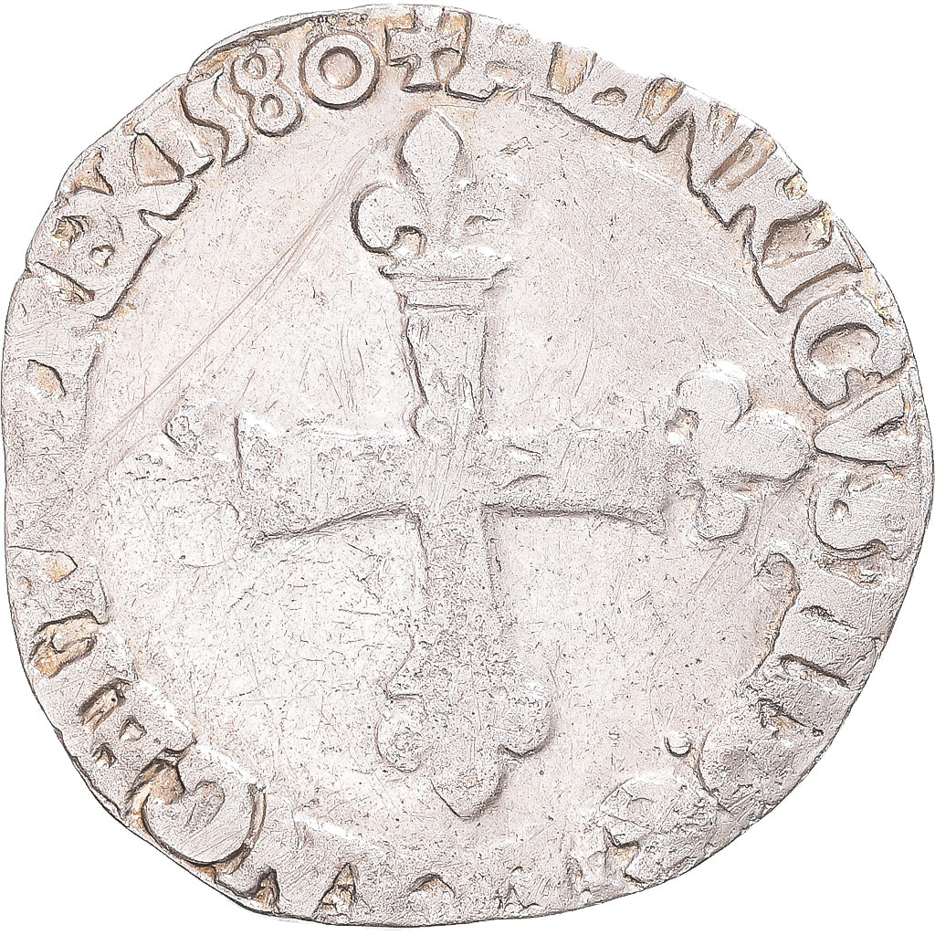 Munten, Frankrijk, Henri III, 1/8 Ecu, 1580, Rennes, ZF, Zilver, Gadoury:485