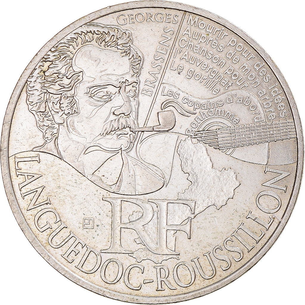 France, 10 Euro, 2012, Paris, Languedoc roussillon, MS(63), Silver