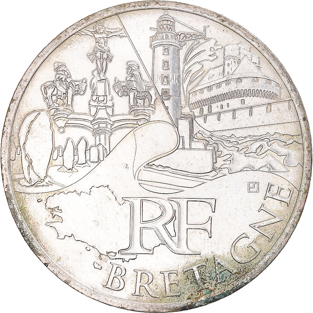 France, 10 Euro, 2012, Paris, Bretagne, MS(60-62), Silver