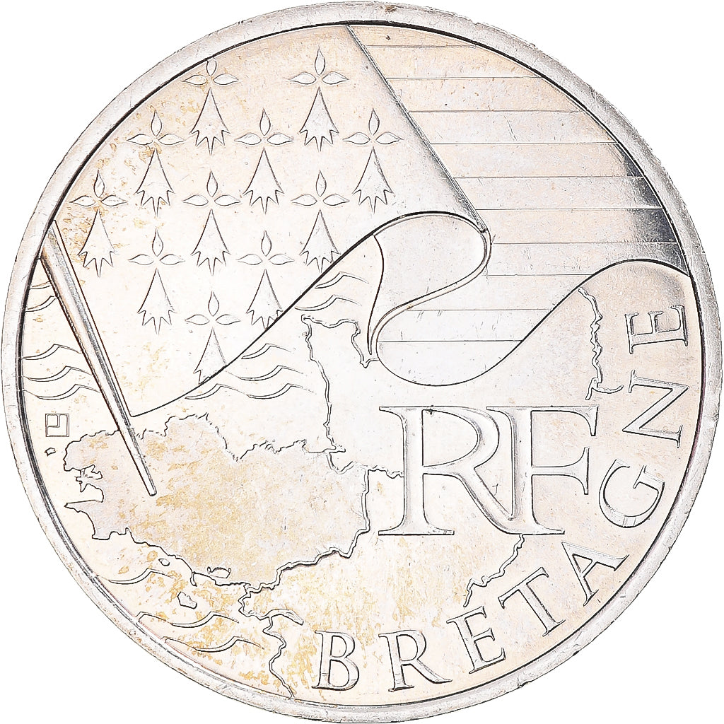 France, 10 Euro, 2012, Paris, Bretagne, MS(60-62), Silver