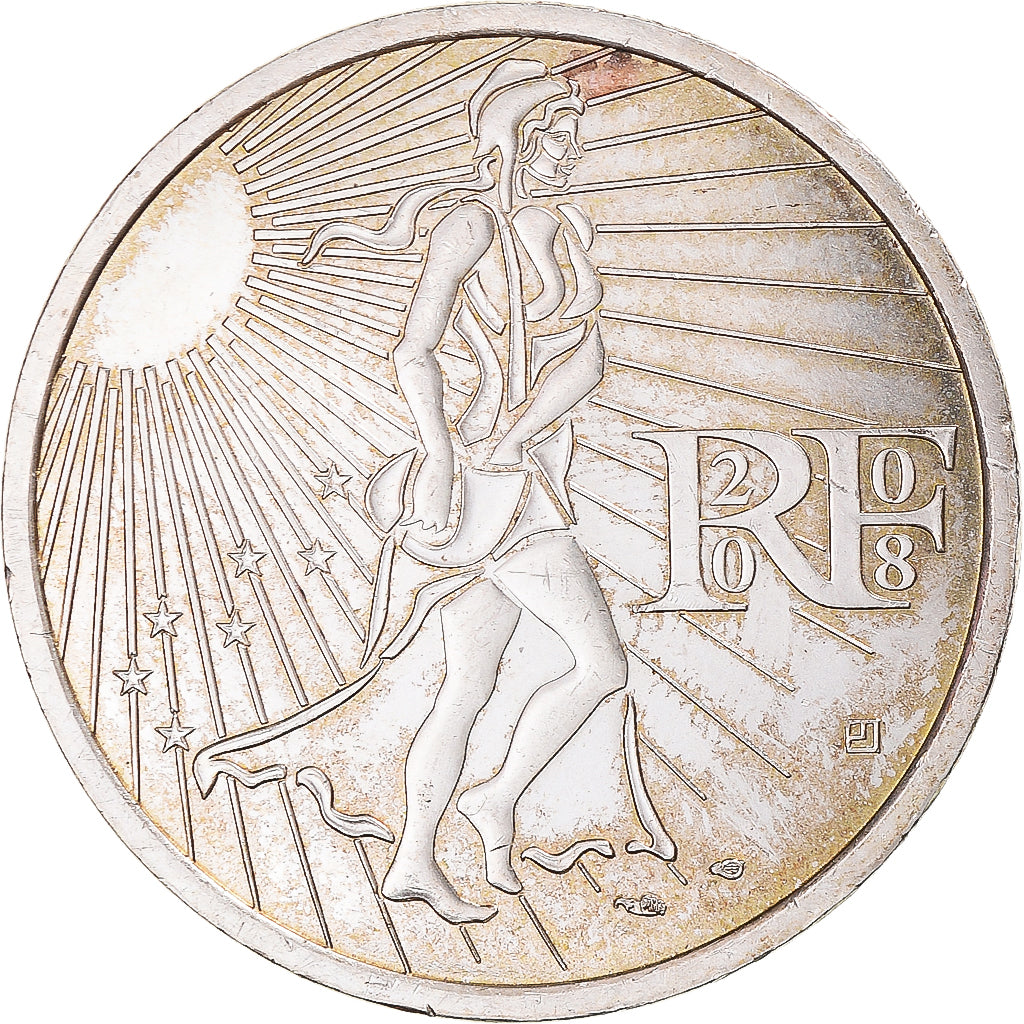 France, 15 Euro, 2008, Paris, Semeuse, MS(60-62), Silver