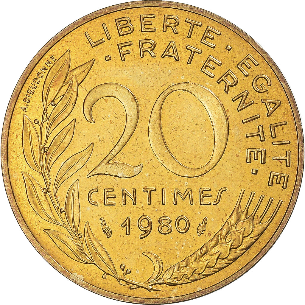 Münze, Frankreich, 20 Centimes, 1980, Paris, STGL, Aluminum-Bronze, Gadoury:332