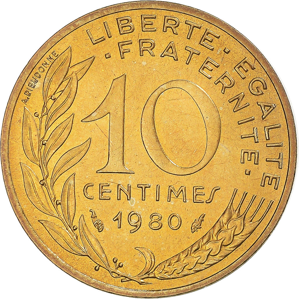 Moneta, Francia, 10 Centimes, 1980, Paris, FDC, Alluminio-bronzo