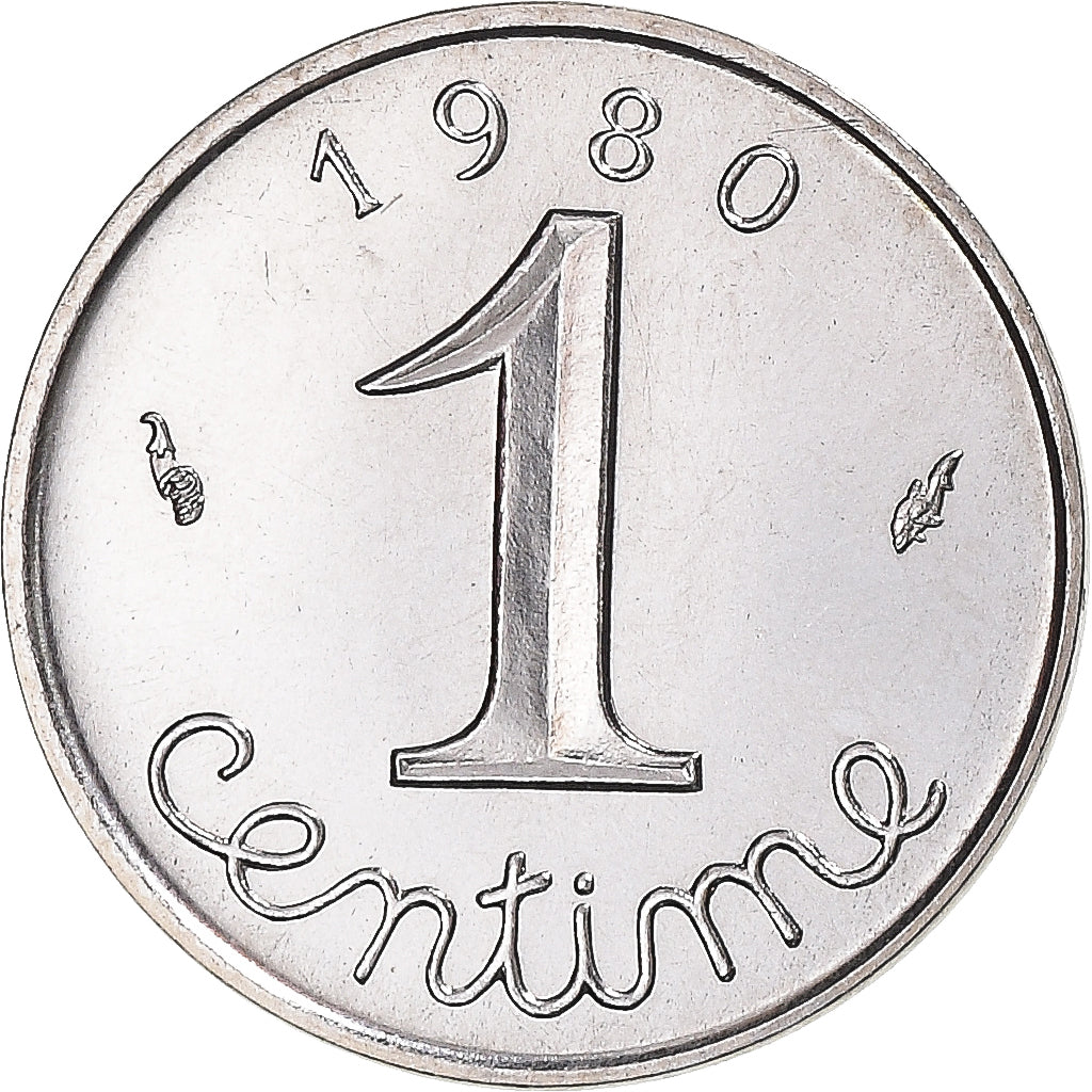 Moneda, Francia, 1 Centime, 1980, Paris, FDC, Acero inoxidable, Gadoury:91