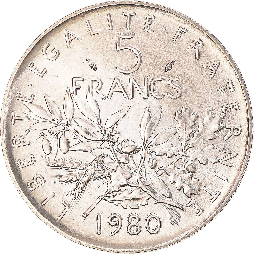 Moneda, Francia, 5 Francs, 1980, Paris, FDC, Cupronickel, Gadoury:771