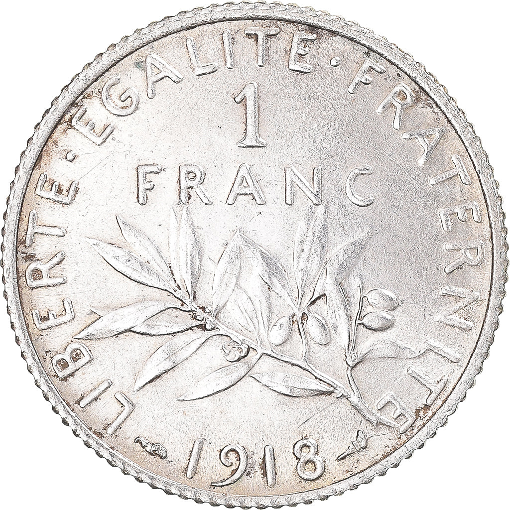Moeda, França, 1 Franc, 1918, Paris, AU(55-58), Prata, Gadoury:467