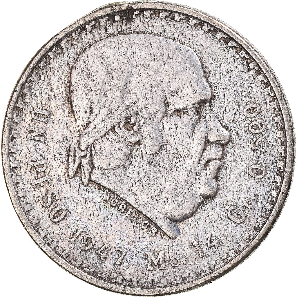 Moneta, Messico, Peso, 1947, MB+, Argento