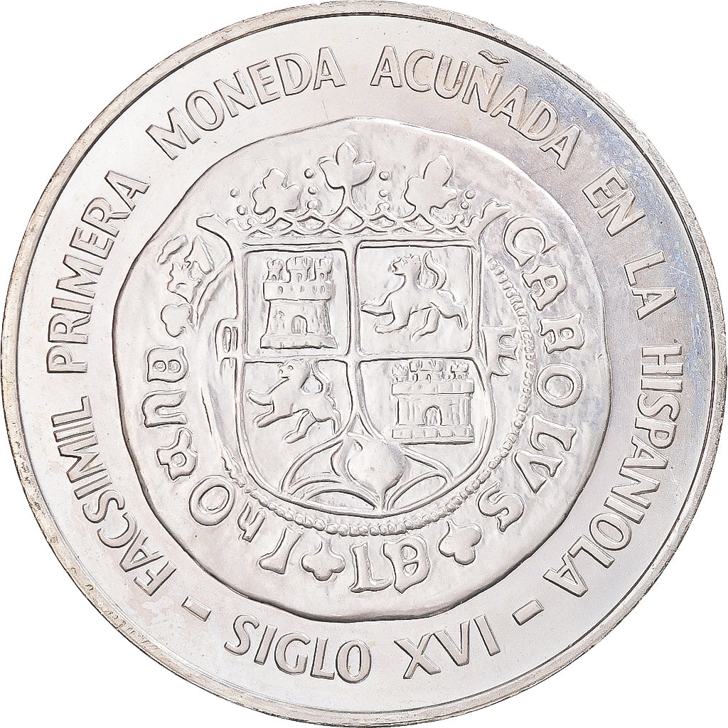 Monnaie, République Dominicaine, 10 Pesos, 1975, SPL+, Argent