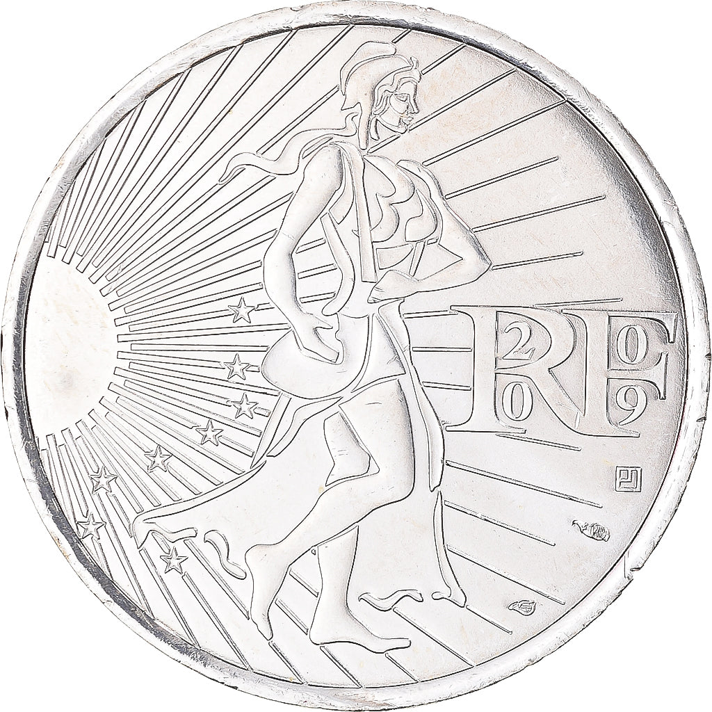 França, 10 Euro, 2009, Paris, Semeuse, MS(64), Prata