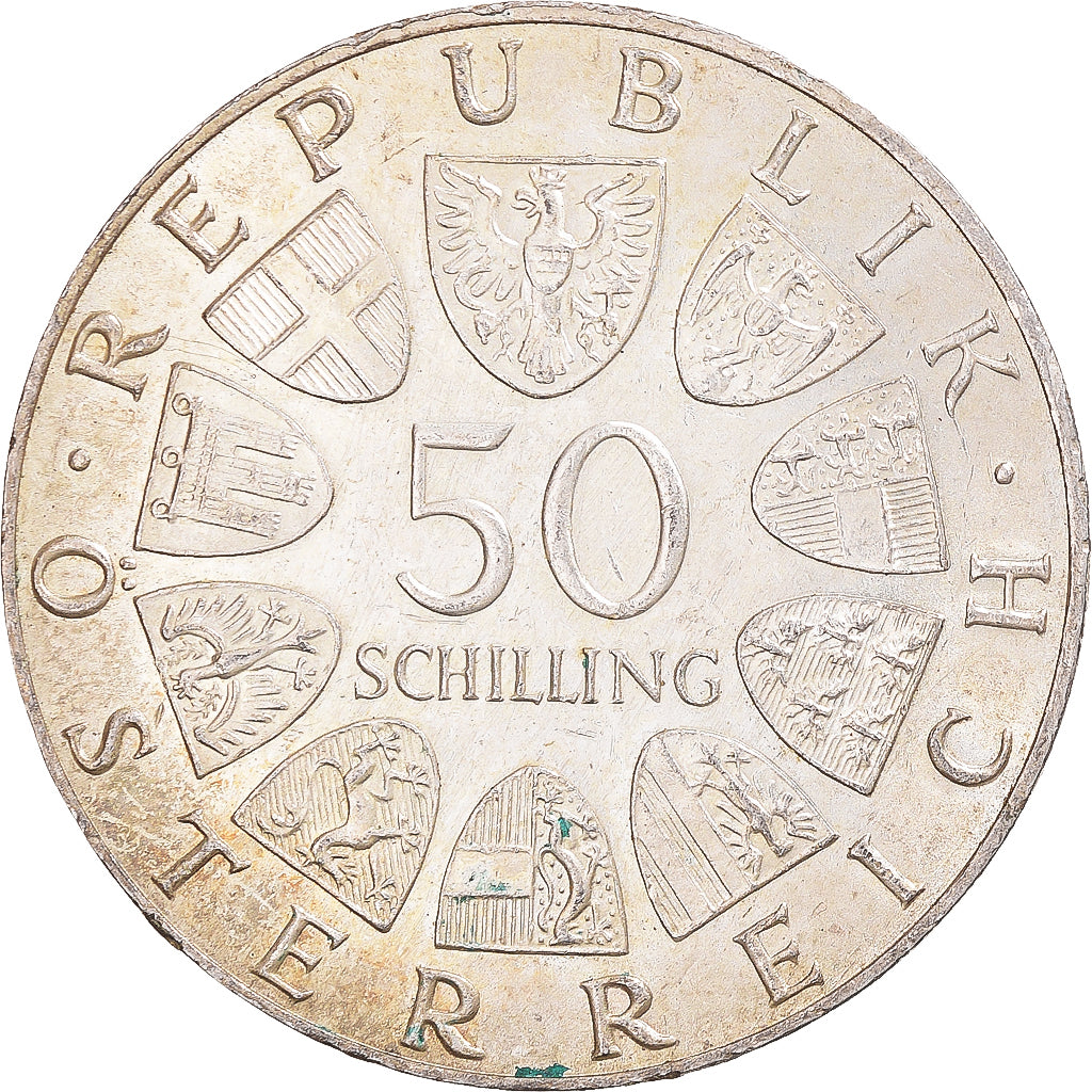 Moeda, Áustria, 50 Schilling, 1965, MS(60-62), Prata
