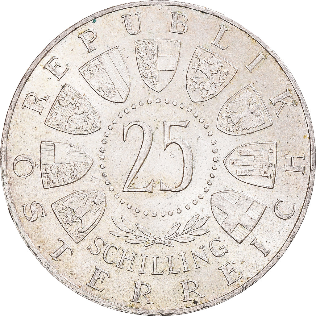 Moneta, Austria, 25 Schilling, 1958, AU(50-53), Srebro