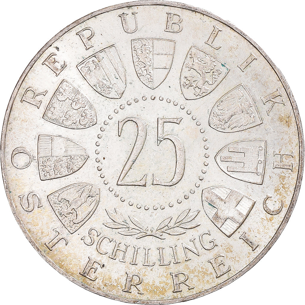 Moeda, Áustria, 25 Schilling, 1963, MS(60-62), Prata