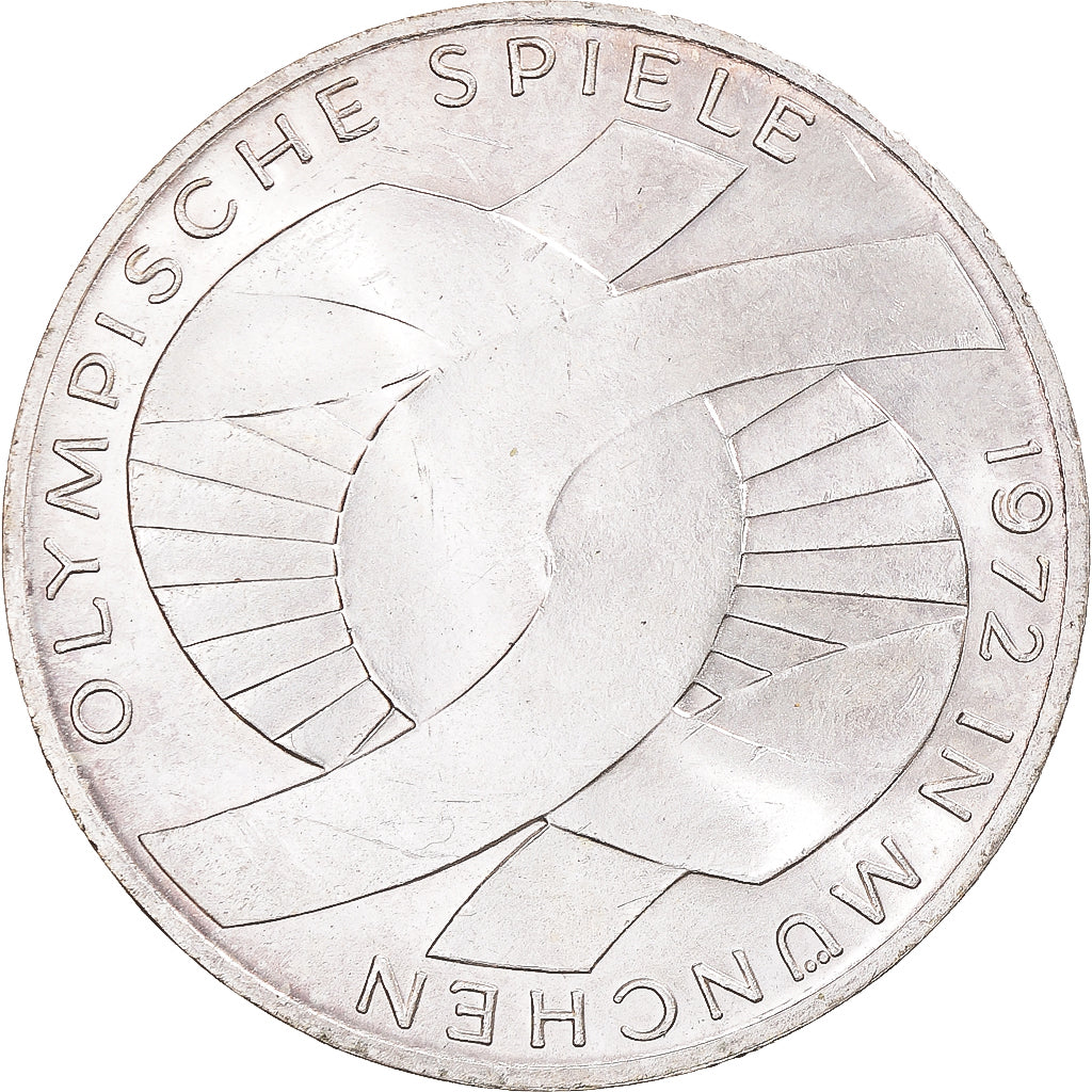 Moeda, ALEMANHA - REPÚBLICA FEDERAL, 10 Mark, 1972, Munich, MS(60-62), Prata