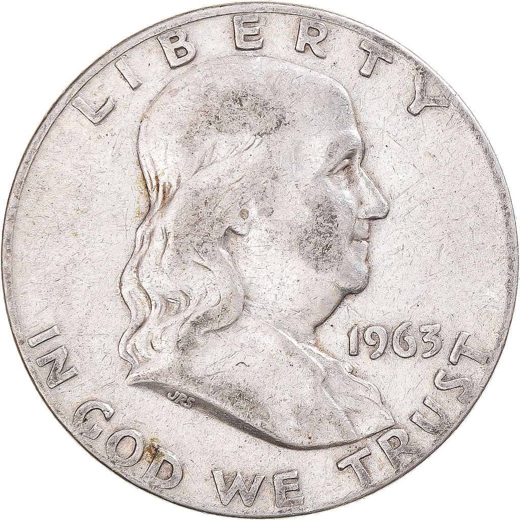 Coin, United States, Franklin Half Dollar, Half Dollar, 1963, U.S. Mint, Denver