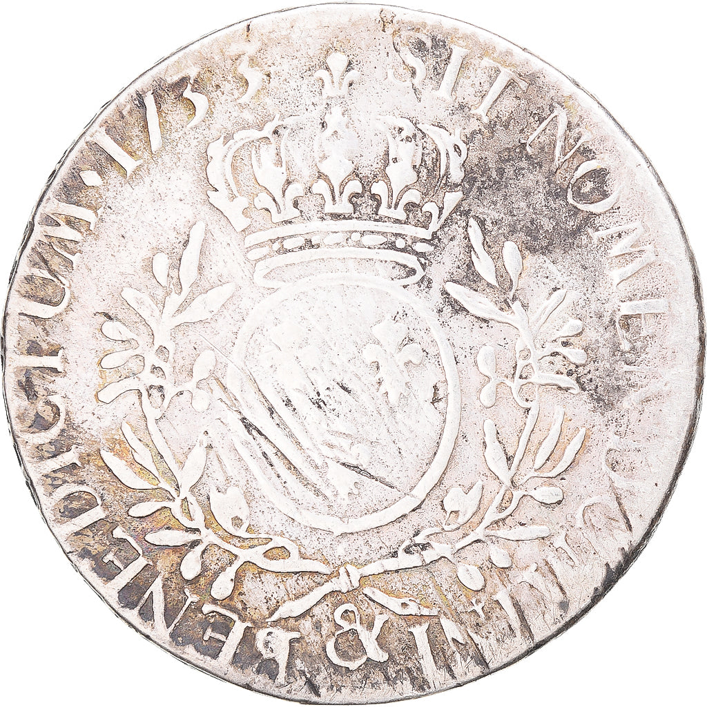Moneta, Francia, Ecu aux branches d'olivier, 1733, Rouen, B+, Argento