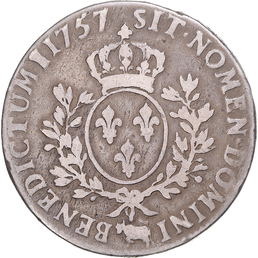 Moneda, Francia, Écu au bandeau, 1757, Pau, BC+, Plata