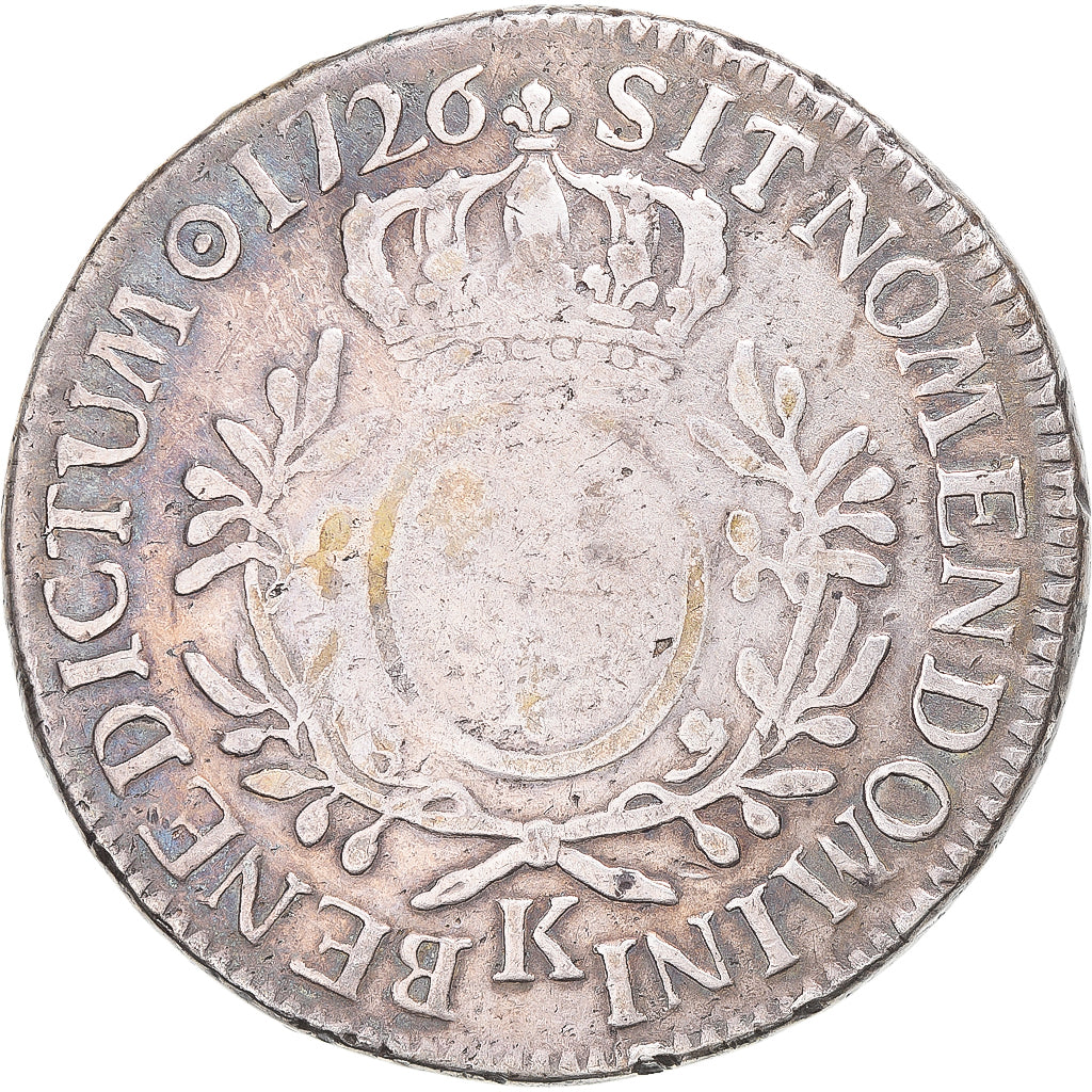 Moneta, Francia, Ecu aux branches d'olivier, 1726, Bordeaux, B+, Argento