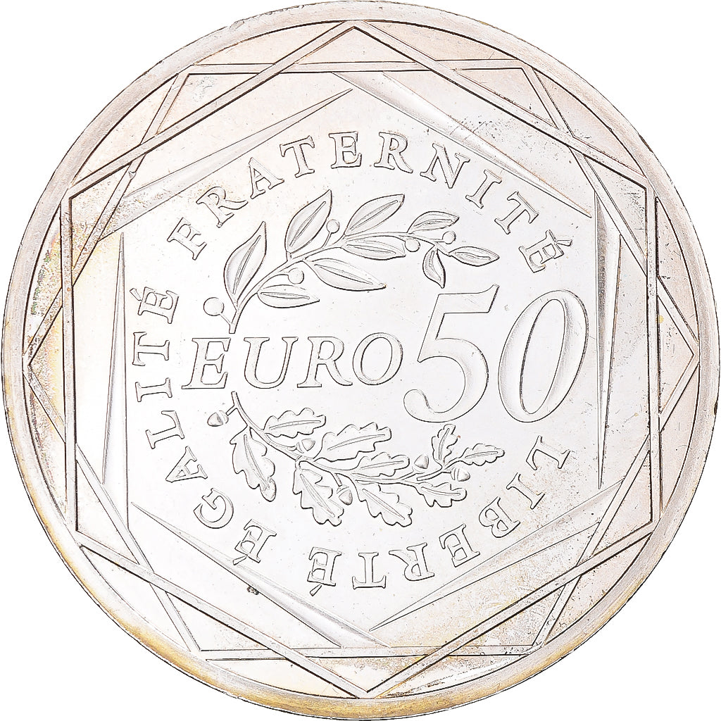 France, 50 Euro, 2010, Paris, Semeuse, MS(63), Silver