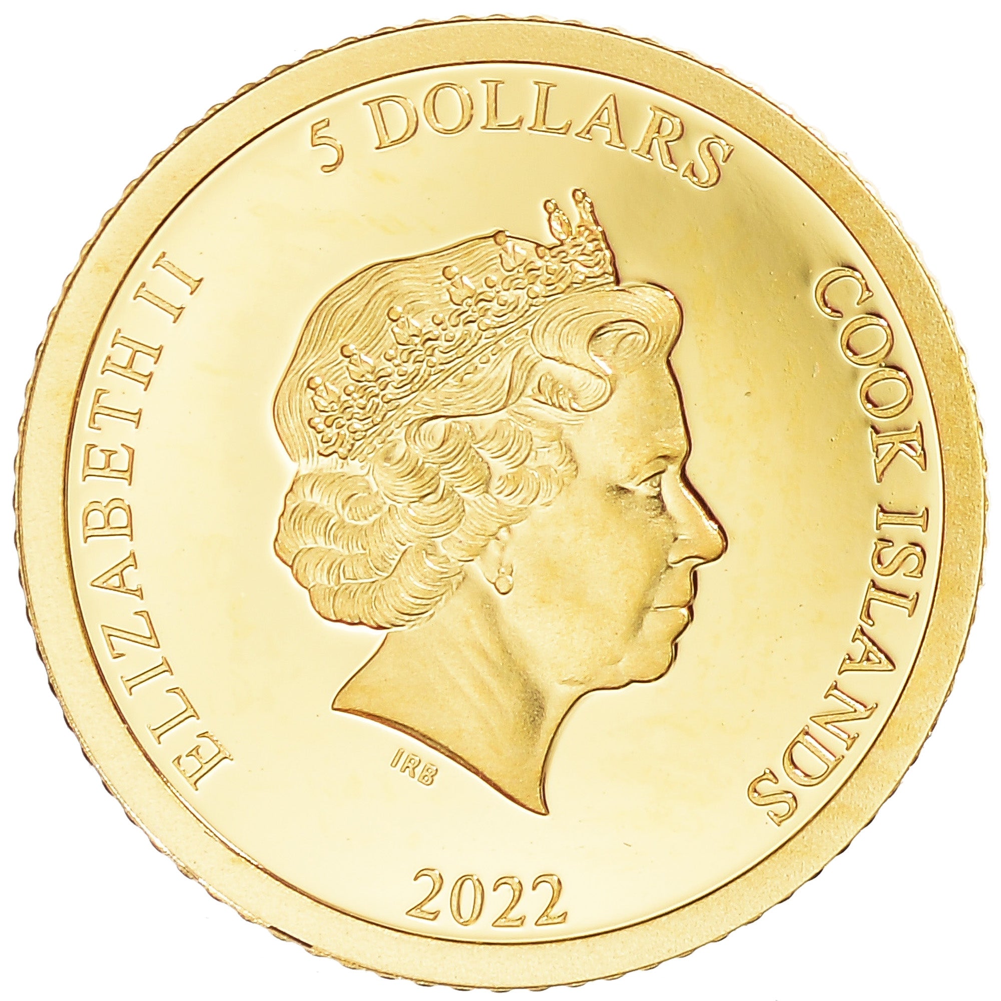 Monnaie, Îles Cook, Queen Elizabeth II, 5 Dollars, 2022, FDC, Or