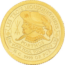 Monnaie, Tchad, 3000 Francs, 2022, Porthos, FDC, Or